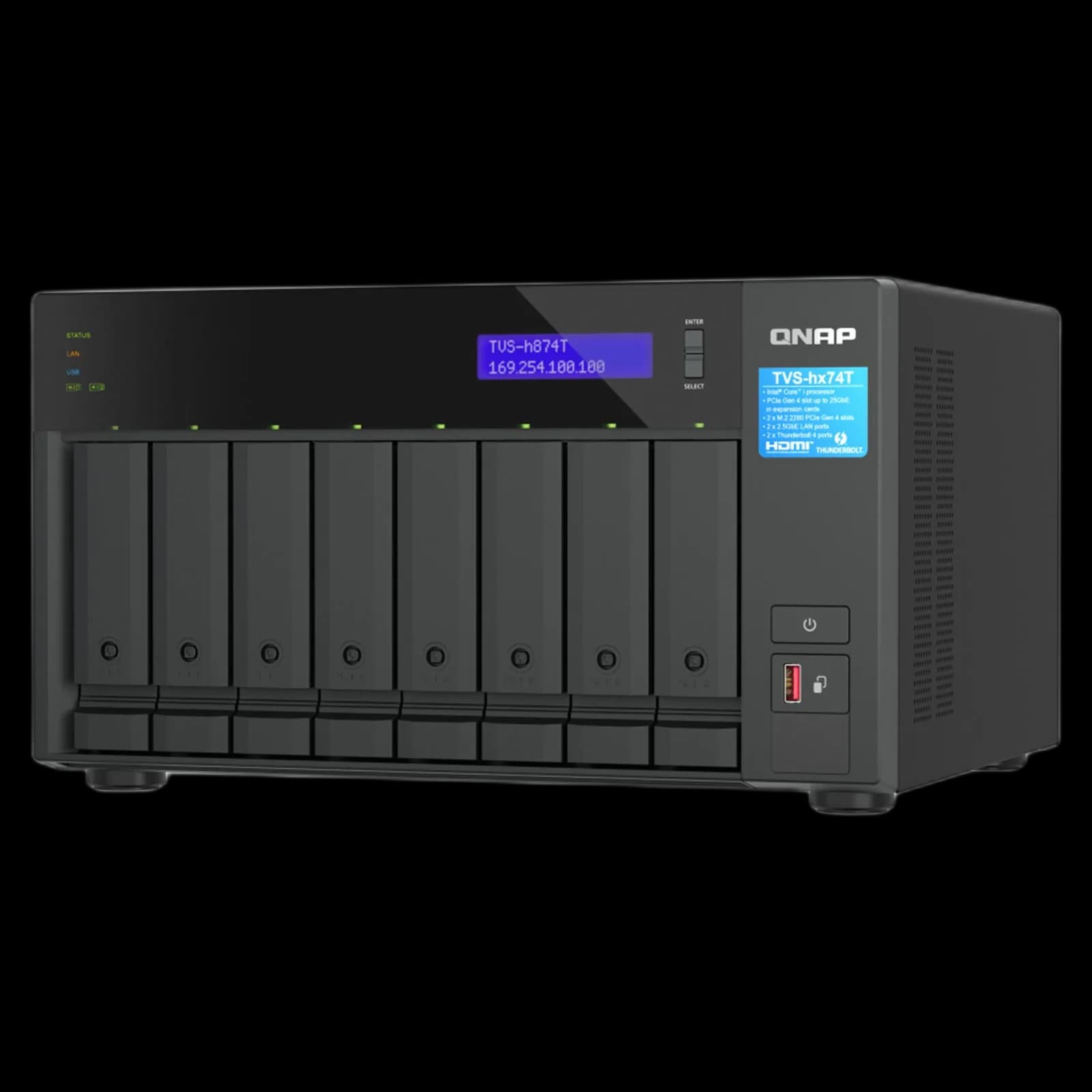QNAP TVS-H874T-I7-32G-US NAS Storage System - Intel Core i7 - 32 GB DDR4 - 8x 2.5/3.5 Bay- 2x M.2 - 2x 2.5GbE