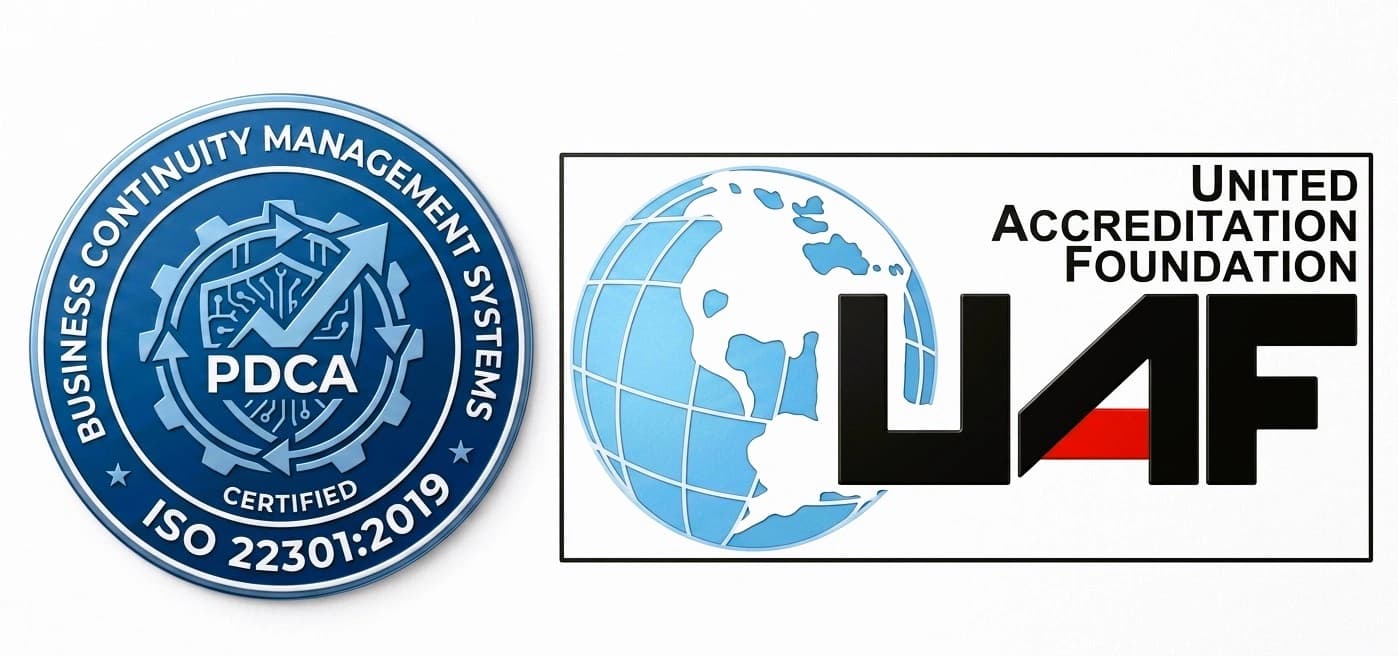 ISO 22301:2019 Business Continuity Management System certificate