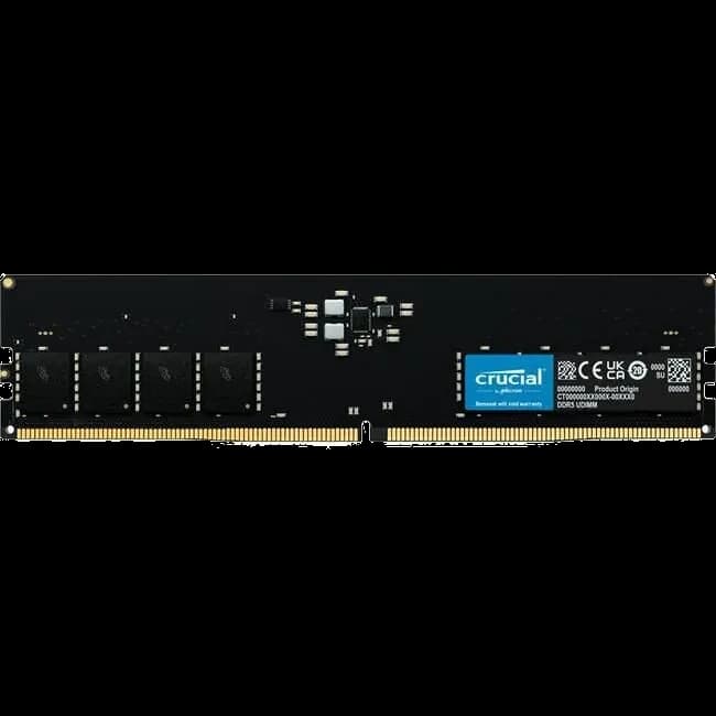 Crucial CT32G48C40U5 32 GB DDR5-4800 Memory - 4800 MT/s - DIMM - On-die ECC - Unbuffered - 1.10 V - Single-rank